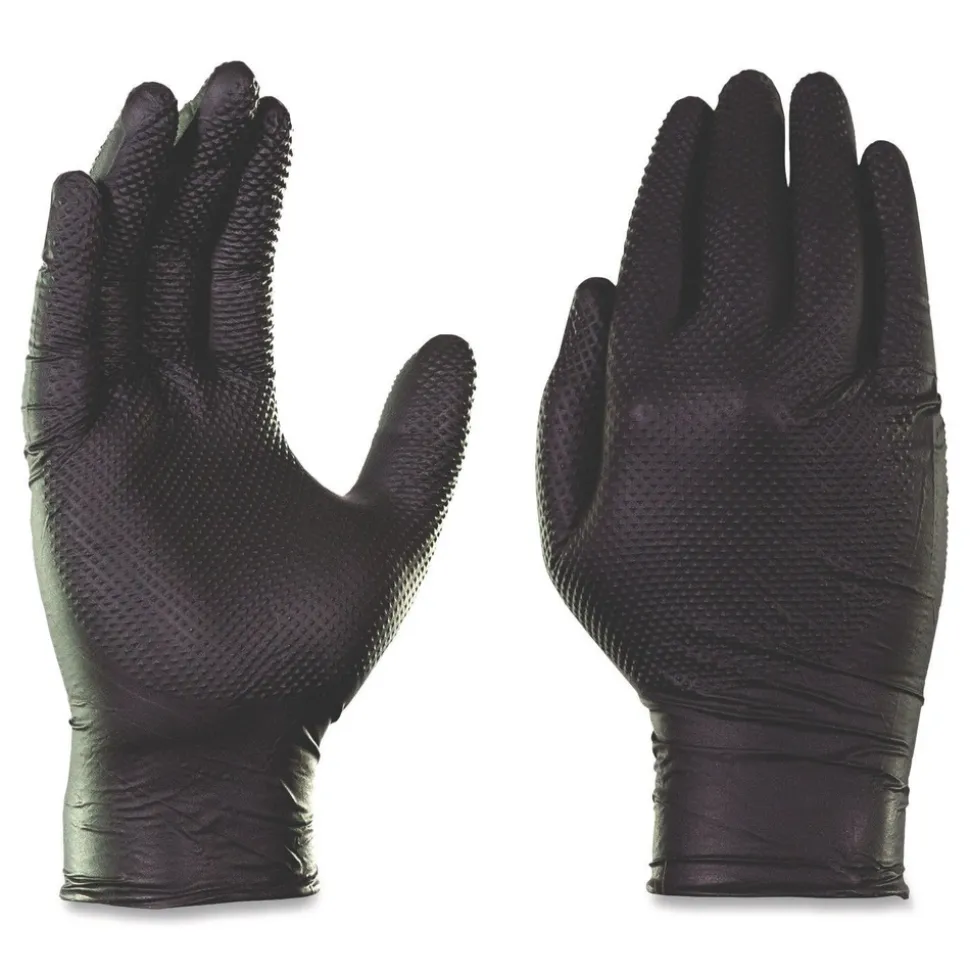 Ammex 6 mil Powder-Free Nitrile Exam Gloves - Large, Black (1000/Carton)