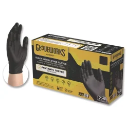 Ammex 6 mil Powder-Free Nitrile Exam Gloves - Large, Black (1000/Carton)