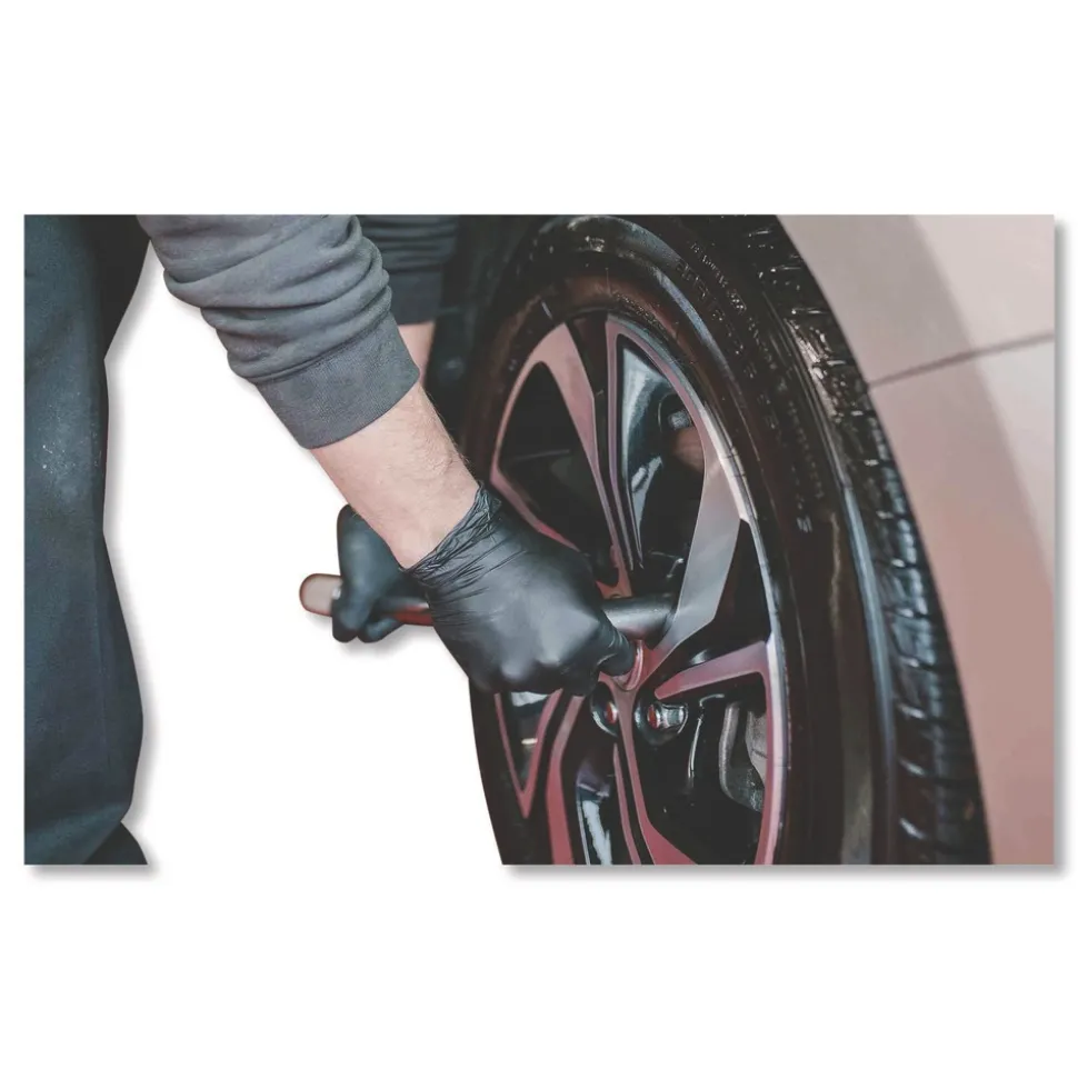 Ammex 6 mil Powder-Free Nitrile Exam Gloves - Large, Black (1000/Carton)