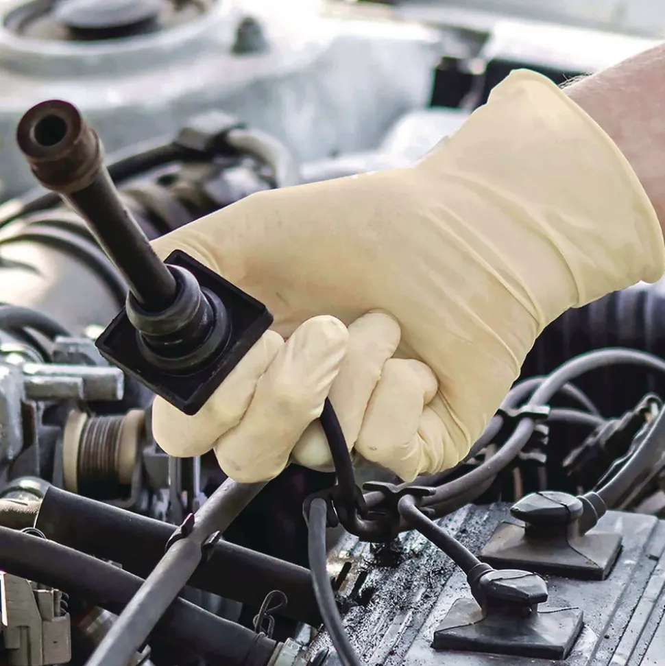 Ammex 6 mil Thick 9.5 in. Long Powder-Free Extra Thick Latex Disposable Gloves - Large, Ivory (100/Box, 10 Boxes/Carton)