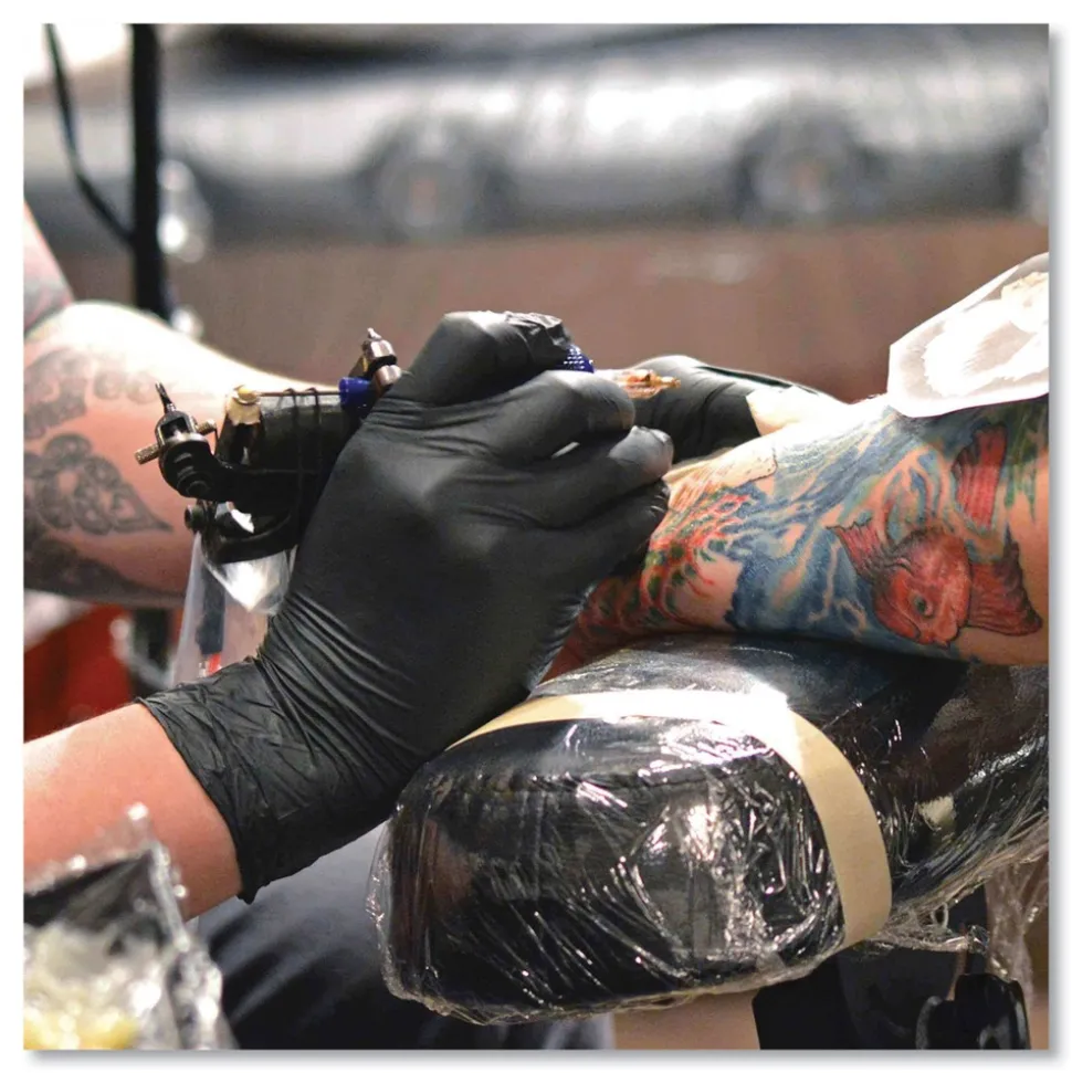 Ammex Nitrile Exam Gloves, Powder-Free, 3 mil, Small, Black, 100/Box, 10 Boxes/Carton