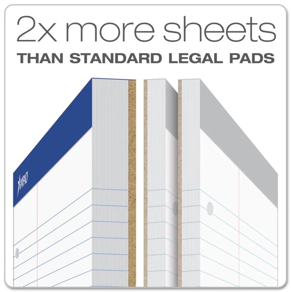 Ampad 8.5 x 11.75 Narrow Rule Double Sheet Pads - White (100-Sheets/Pad)
