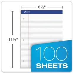 Ampad 8.5 x 11.75 Narrow Rule Double Sheet Pads - White (100-Sheets/Pad)