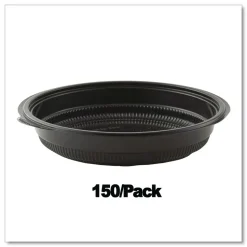 Anchor 32 oz. 8.5 in. Diameter x 1.92 in. Plastic MicroRaves Incredi-Bowl Base - Black (150/Carton)