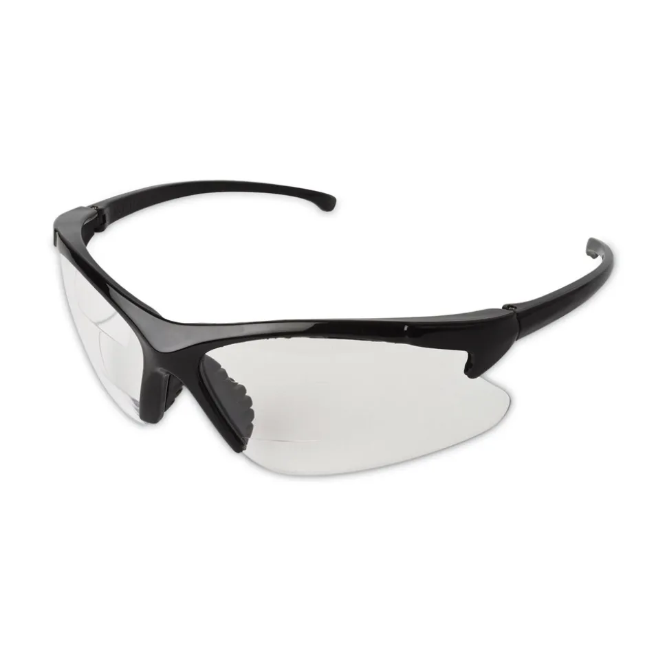 Ansell 2.0 Diopter Dual Readers Safety Glasses - Black Frame, Clear Hardcoat Scratch-Resistant Lens