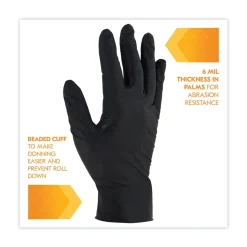 Ansell 9.5 in. Long 6 mil Thick G10 Powder-Free Kraken Grip Nitrile Gloves - X-Large, Black (900/Carton)