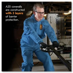 Ansell A20 Breathable Particle Protection Coveralls - 4X-Large, Blue (20/Carton)