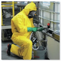 Ansell A70 Chemical Spray Protection Coveralls - Large Yellow (12/Carton)