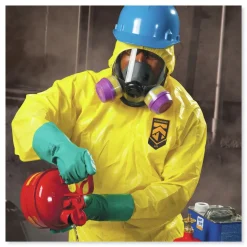 Ansell A70 Chemical Spray Protection Coveralls - Large Yellow (12/Carton)