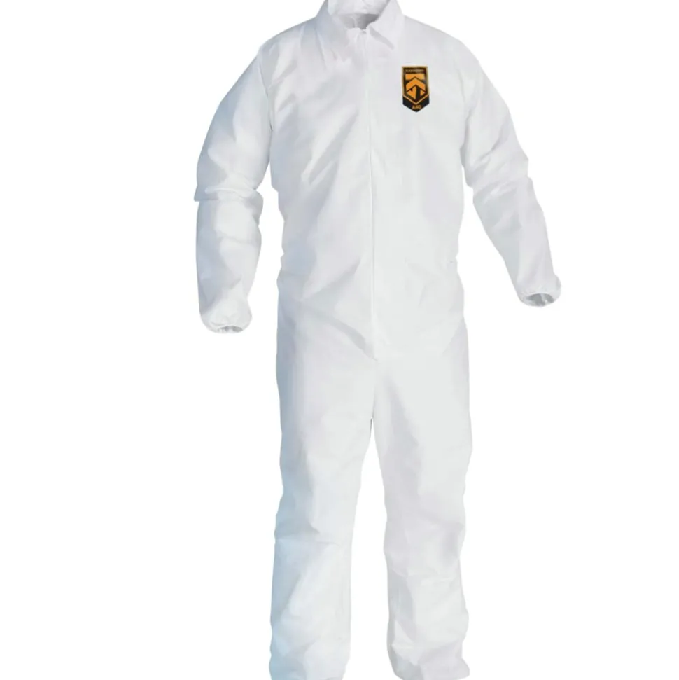 Ansell A40 Coveralls with Zipper Front and Elastic Wrists and Ankles - Medium/White (25/Carton)