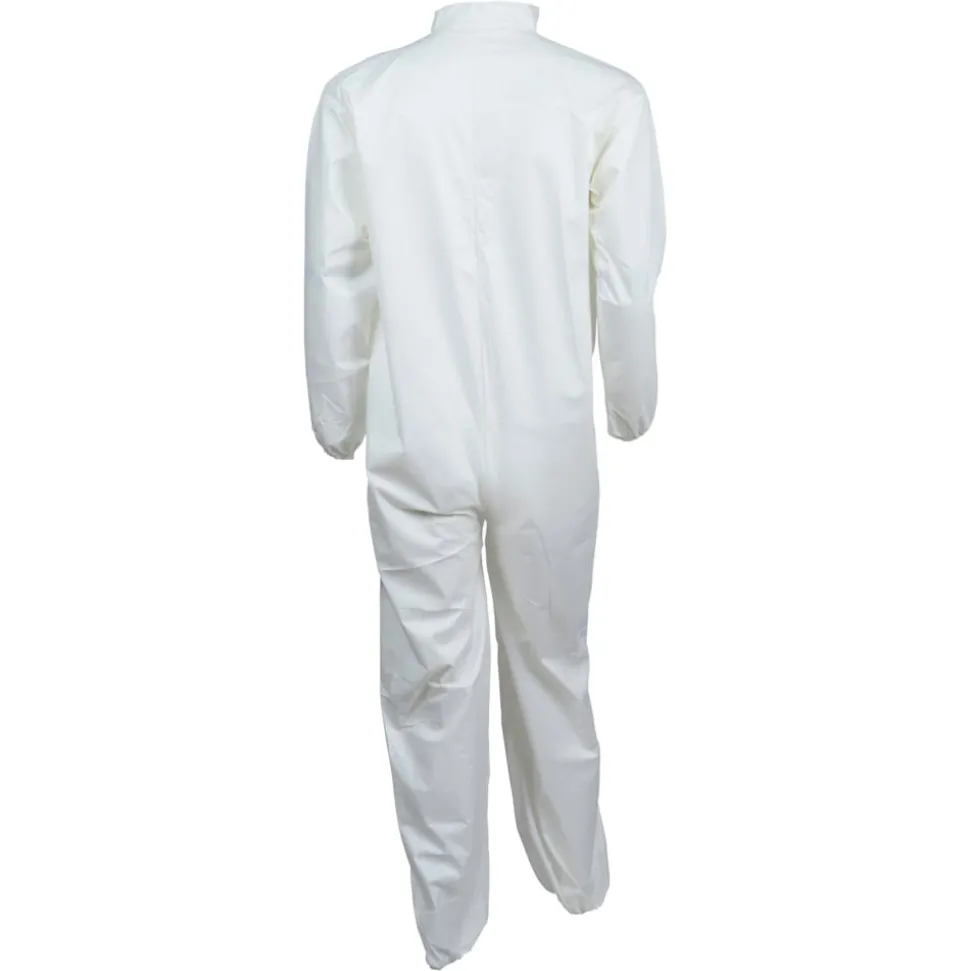 Ansell A40 Coveralls with Zipper Front and Elastic Wrists and Ankles - Medium/White (25/Carton)
