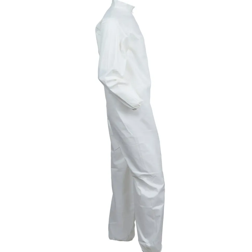 Ansell A40 Coveralls with Zipper Front and Elastic Wrists and Ankles - Medium/White (25/Carton)