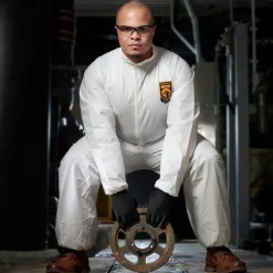 Ansell A40 Coveralls with Zipper Front and Elastic Wrists and Ankles - Medium/White (25/Carton)