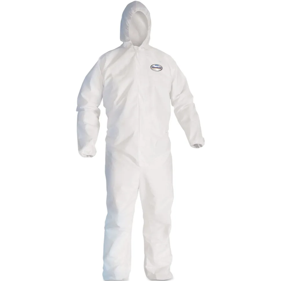 Ansell A30 Elastic-Back and Cuff Hooded Coveralls - Large, White (25/Carton)