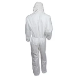 Ansell A20 Elastic-Back, Cuff, and Ankles Hooded Coveralls - Quadruple Extra Large, White (20/Carton)