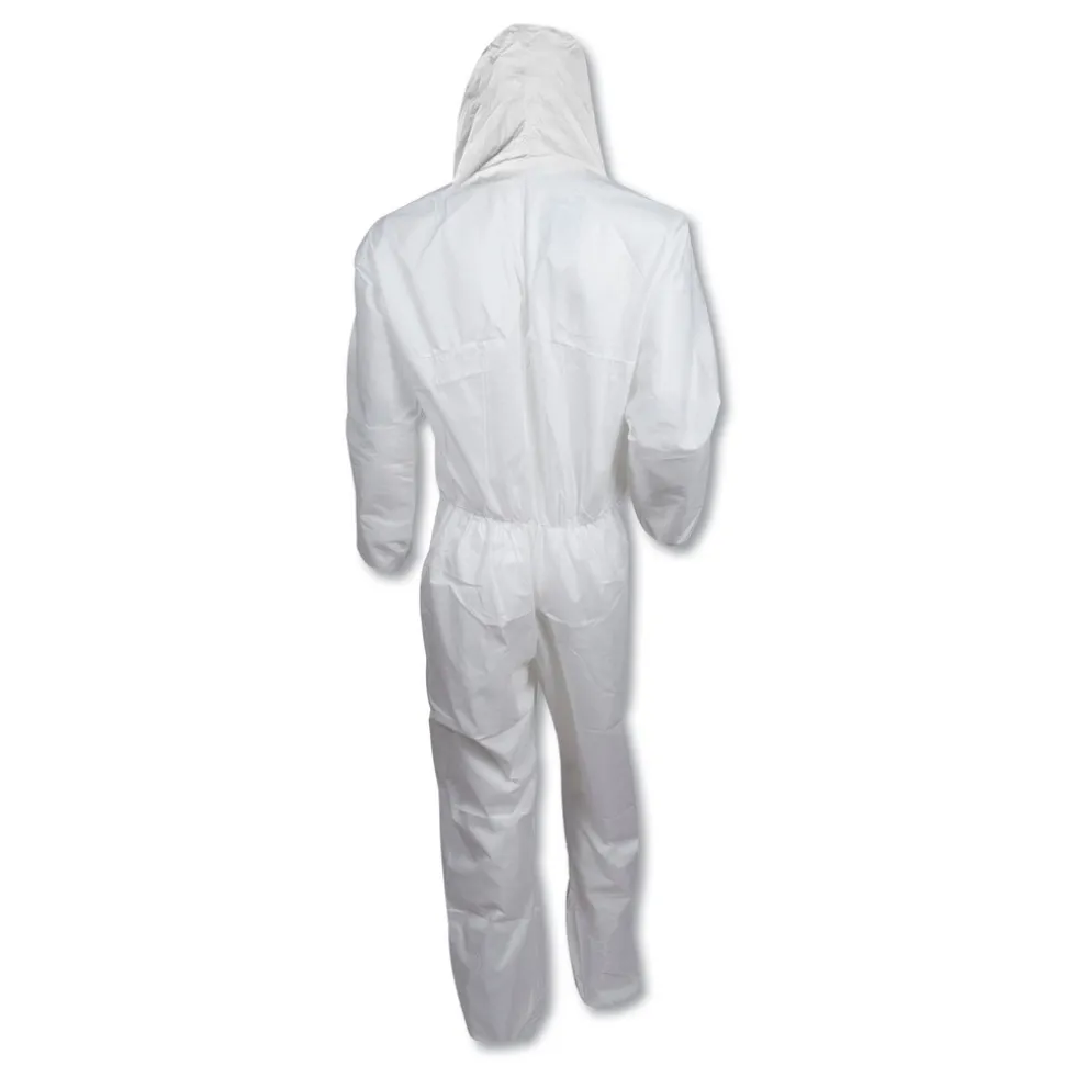 Ansell A20 Elastic-Back, Cuff, and Ankles Hooded Coveralls - Quadruple Extra Large, White (20/Carton)