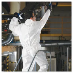 Ansell A20 Elastic-Back, Cuff, and Ankles Hooded Coveralls - Quadruple Extra Large, White (20/Carton)