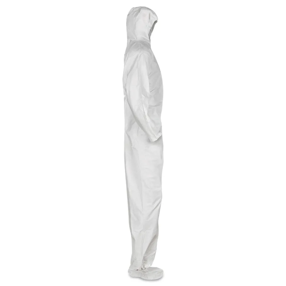 Ansell A20 Elastic-Back, Hood and Boots Breathable Particle Protection Coveralls - Quadruple Extra Large, White (20/Carton)