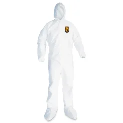 Ansell A20 Elastic-Back, Hood and Boots Breathable Particle Protection Coveralls - Quadruple Extra Large, White (20/Carton)