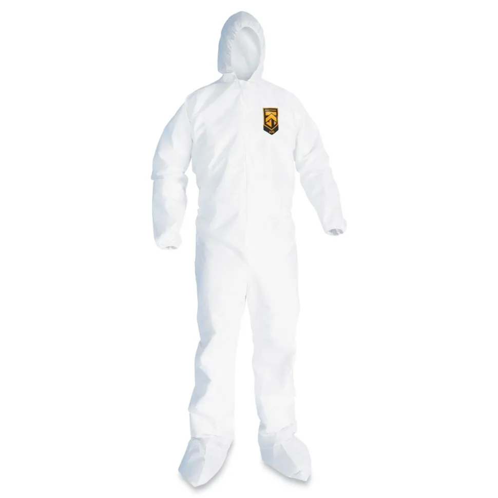 Ansell A20 Elastic-Back, Hood and Boots Breathable Particle Protection Coveralls - Quadruple Extra Large, White (20/Carton)