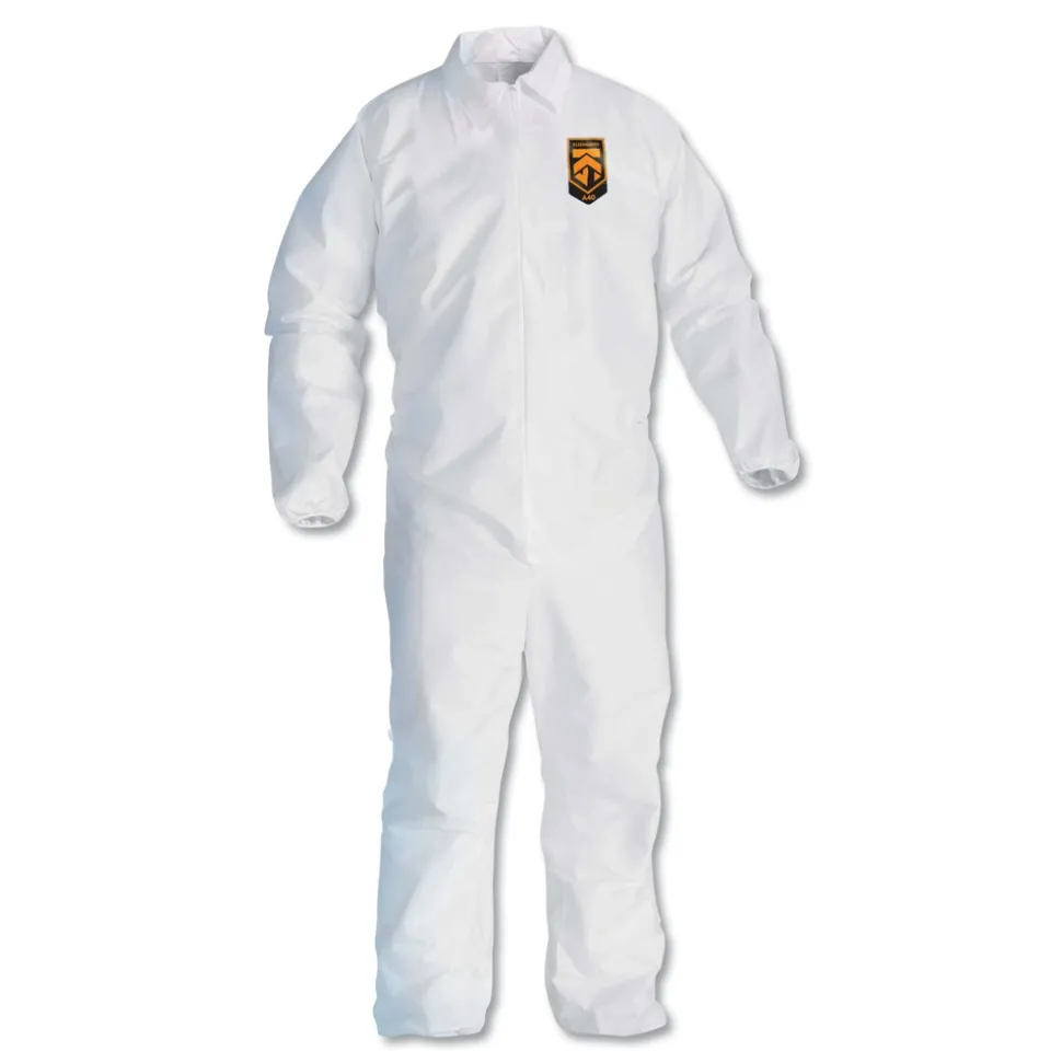 Ansell A40 Elastic-Cuff and Ankles Coveralls - Large, White (25/Carton)