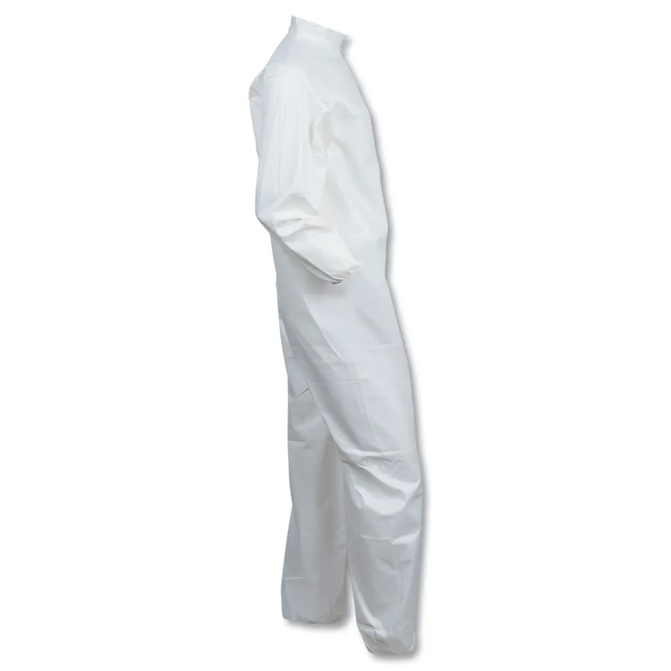 Ansell A40 Elastic-Cuff and Ankles Coveralls - Large, White (25/Carton)