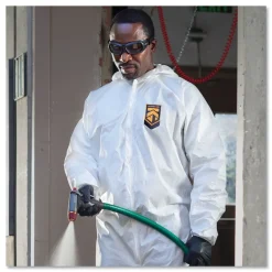 Ansell A40 Elastic-Cuff Ankle Hooded Coveralls - Triple Extra Large, White (25/Carton)