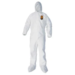 Ansell A40 Elastic-Cuff Ankle Hood and Boot Coveralls - 3X-Large White (25/Carton)