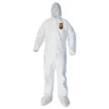 Ansell A40 Elastic-Cuff Ankle, Hood, and Boot Coveralls - Large, White (25/Carton)