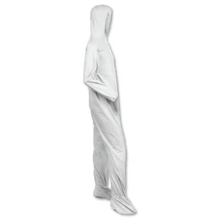Ansell A40 Elastic-Cuff Ankle, Hood, and Boot Coveralls - Large, White (25/Carton)