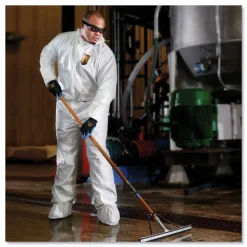 Ansell A40 Elastic-Cuff Ankle, Hood, and Boot Coveralls - Large, White (25/Carton)