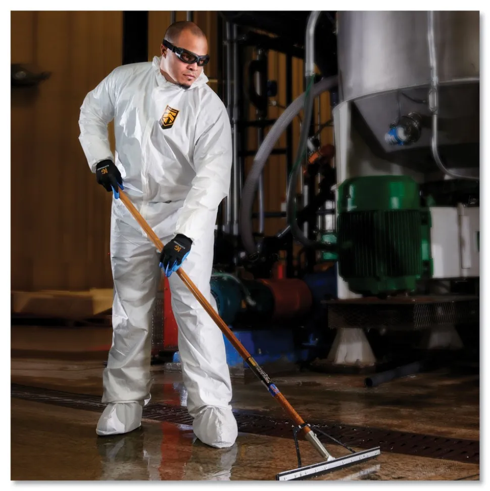 Ansell A40 Elastic-Cuff Ankle Hood And Boot Coveralls - 2X-Large,White (25/Carton)