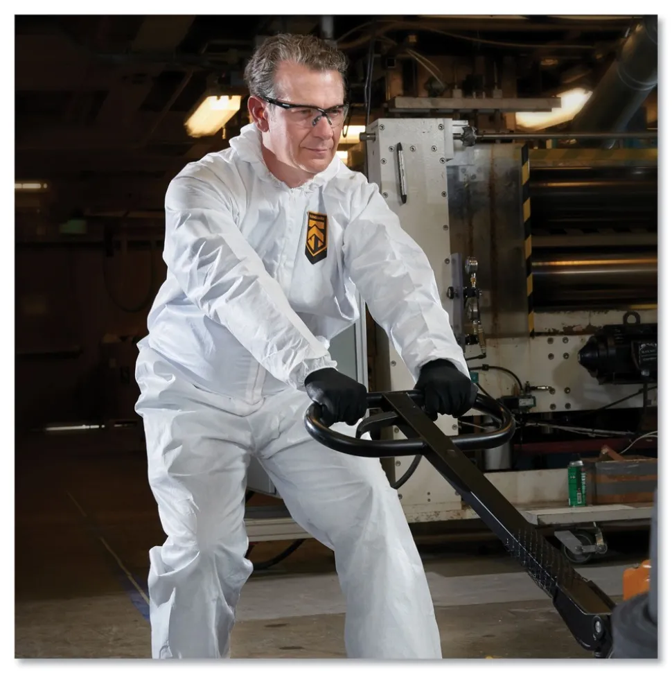 Ansell A40 Elastic-Cuff Ankle Hood And Boot Coveralls - 2X-Large,White (25/Carton)