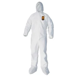 Ansell A40 Elastic-Cuff, Ankle, Hood and Boot Coveralls - 4X-Large, White (25/Carton)
