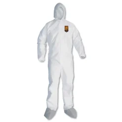Ansell A45 Liquid and Particle Protection Surface Prep/Paint Coveralls - Large, White (25/Carton)