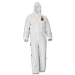 Ansell A35 Liquid and Particle Protection Coveralls Hooded - Large, White (25/Carton)