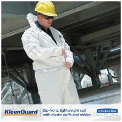 Ansell A35 Liquid and Particle Protection Coveralls Hooded - Large, White (25/Carton)