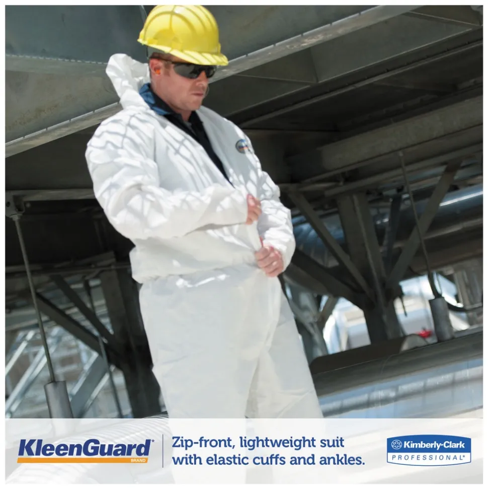 Ansell A35 Liquid and Particle Protection Coveralls Hooded - Large, White (25/Carton)