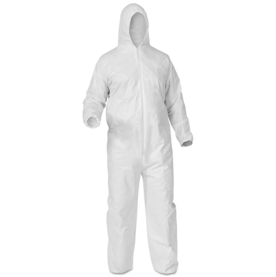 Ansell A35 Liquid and Particle Protection Coveralls Hooded - X-Large, White (25/Carton)
