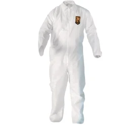 Ansell A20 Zip Front, Elastic-Back, Wrists, and Ankles Breathable Particle Protection Coveralls - Large, White (24/Carton)