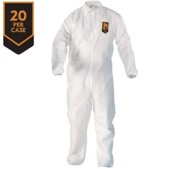 Ansell A20 Zip Front, Elastic-Back, Wrists, and Ankles Breathable Particle Protection Coveralls - Triple Extra Large, White (20/Carton)