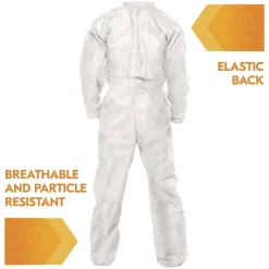 Ansell A20 Zip Front, Elastic-Back, Wrists, and Ankles Breathable Particle Protection Coveralls - Triple Extra Large, White (20/Carton)