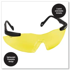 Ansell Magnum 3G Safety Eyewear - Black Frame, Yellow/Amber Lens (12/Box)