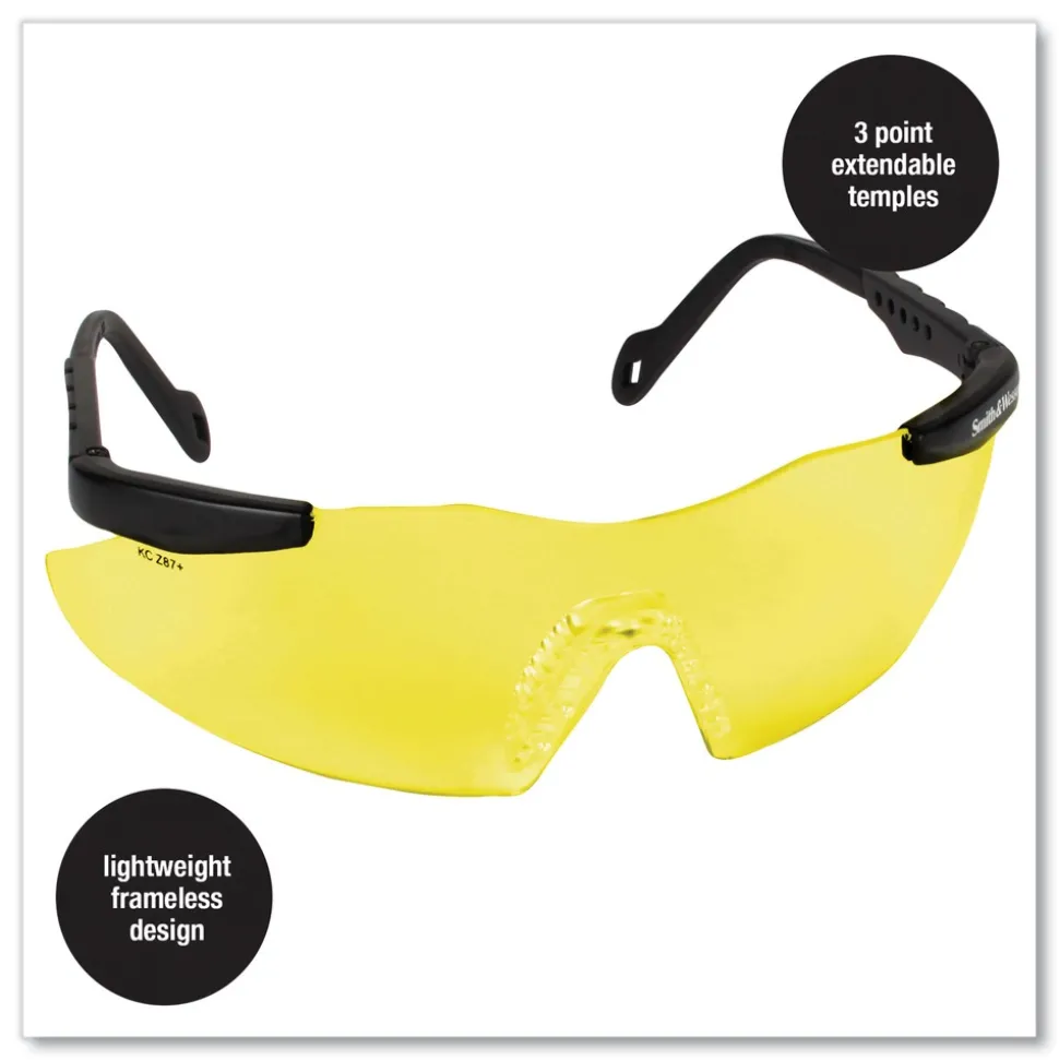 Ansell Magnum 3G Safety Eyewear - Black Frame, Yellow/Amber Lens (12/Box)