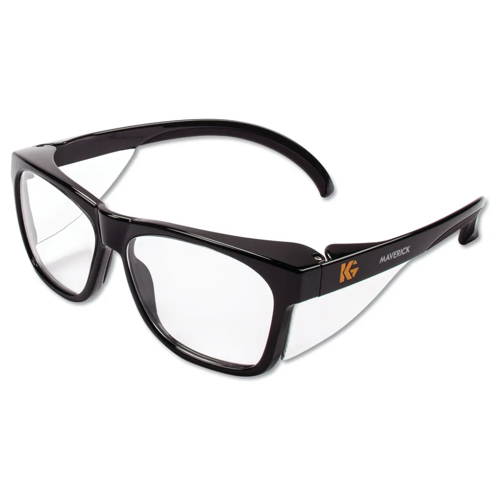 Ansell Maverick Safety Glasses - Black Polycarbonate Frame, Clear Lens (12/Box)