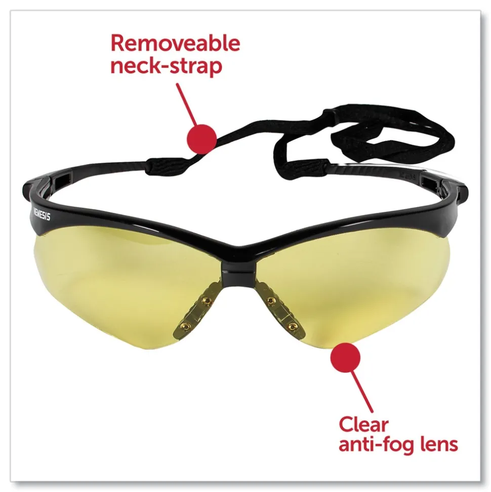 Ansell Nemesis Safety Glasses - Black Frame/Amber Lens (12/Box)