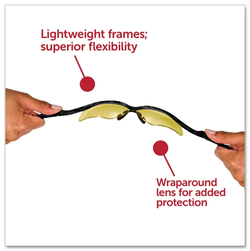 Ansell Nemesis Safety Glasses - Black Frame/Amber Lens (12/Box)