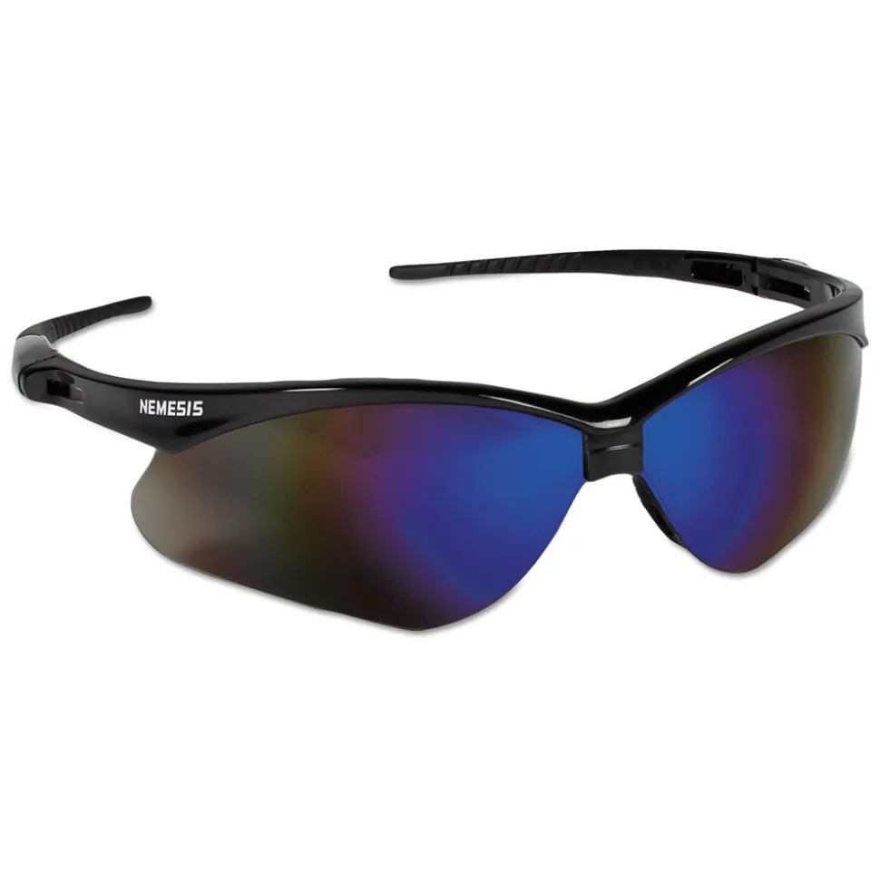 Ansell Nemesis Safety Glasses - Black Frame/Blue Mirror Lens
