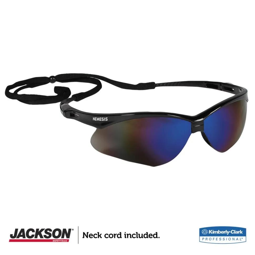Ansell Nemesis Safety Glasses - Black Frame/Blue Mirror Lens