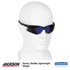 Ansell Nemesis Safety Glasses - Black Frame/Blue Mirror Lens